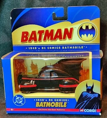 Batman Batmobile Black and Red DC Comics 1940's Die Cast Vehicle 1:43 Scale 2004 - Image 1 of 4