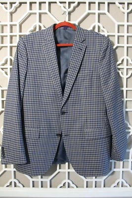 Blazer Savile Row Para Hombres 42L Azul Gris Cuadros 2 Botones Abrigo Deportivo Chaqueta Bromley Foto 1 de 4