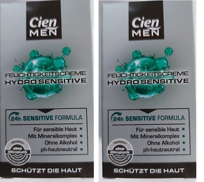 2 x 50ml Cien Men 24 Hour Hydro Sensitive Vitalizing Moisturizing Cream New - Image 1 of 2