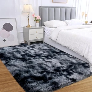 Fluffy Area Rug for Bedroom: Grey Plush Soft Bedside Dorm Area Rug - Small Ca... - Picture 1 of 6