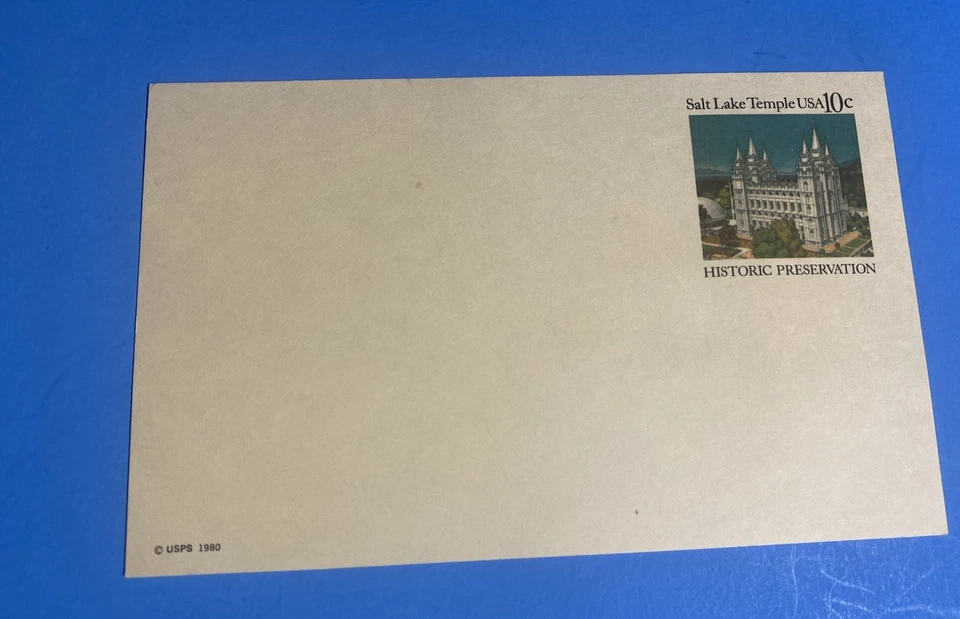 SALT LAKE TEMPLE HISTORIC PRESERVATION - 1980  -  COVER POSTCARD - Image 1 of 3
