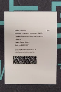 2024-25 Immaculate Pascal Siakam International Notoriety Auto /15 Redemption - Picture 1 of 2