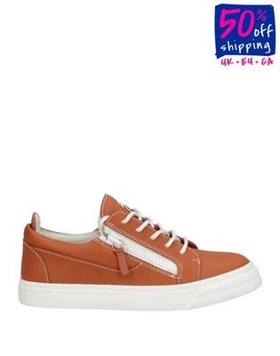 RRP€665 GIUSEPPE ZANOTTI Leather Sneakers US6 UK3 EU36 Logo Brown Made in Italy - Image 1 of 4