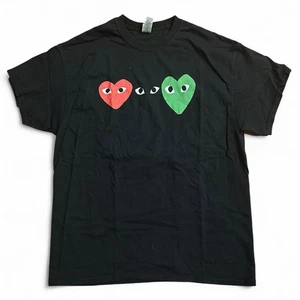 Black MULTI COLOR HEART TEE NAVY Large - Picture 1 of 4