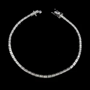 925 Sterling Silver Bracelet Princess Simulated Cz Gemstone Jewelry 7inches - Picture 1 of 13