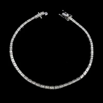 925 Sterling Silver Bracelet Princess Simulated Cz Gemstone Jewelry 7inches - Image 1 of 4