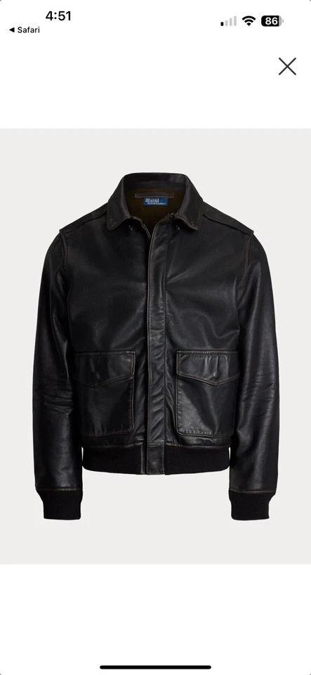 Chaqueta Bomber Ralph Lauren Vintage Cuero Color Marrón Talla Pequeña  Foto 1 de 4