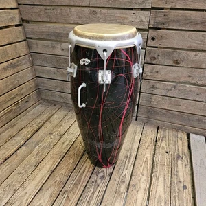 Natal 10" Conga Drum Black With Red Splatter USED! RKFBR190725 - Picture 1 of 3