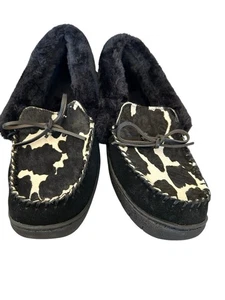Ariat Ivy Mokassins Slipper Damen Gr. 10 schwarz weiß Rindsveloursleder Kunstfell NEU - Bild 1 von 6