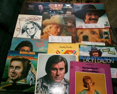13 LP Lot Freddy Fender George Jones Charlie Rich Marty Robbins Promo Country Foto 1 de 4