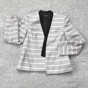Blazer donna Black Label By Evan Picone 10 bianco nero a righe aperto foderato davanti - Foto 1 di 10