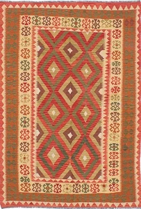 Vintage Hand Woven Carpet 5'7" x 8'4" Traditional Wool Kilim Rug - Picture 1 of 2