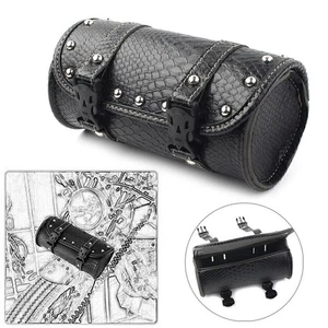 Bolsa de Herramientas Horquilla Manillar Alforja Rollo Barril Bolsa Cuero Moto Universal - Imagen 1 de 12