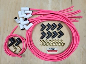 Pink 90* Ceramic 8mm Spark Plug Wire Kit Set High Temperature Silicone v8 Socket - Picture 1 of 1