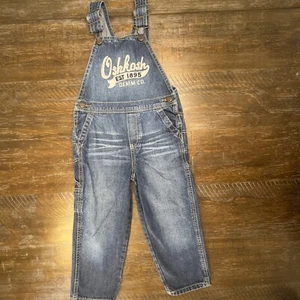 OshKosh Denim Overalls Kids Bib Adjustable Straps Pockets Blue Size 4T - Picture 1 of 6