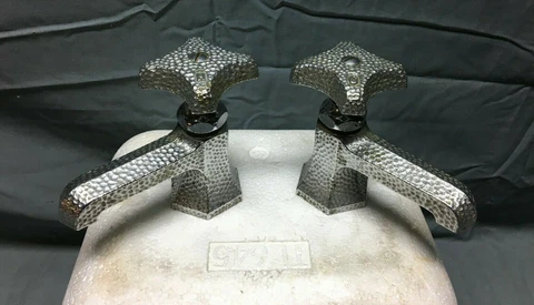 Pair Arts & Crafts Chrome Brass Separate Hot Cold Bathroom Sink Faucets 453-22B Cover