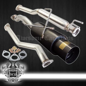 For 01-05 Civic EM2 JDM 2.5" SS Gunmetal Tip 65mm Piping Catback Exhaust GODSNOW - Picture 1 of 3