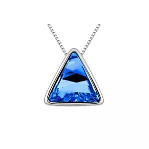 Collar Colgante Triángulo Único Piedra Azul Oscuro Mujeres Niñas Joyería - Imagen 1 de 3