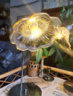 Vintage Style Swan Neck Chrome Table Lamp Glass Floral Ribbed Shade 2 Available