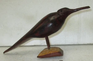 8" Vintage Hand Carved Wood Bird Carving Sculpture - Picture 1 of 4