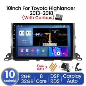 For Toyota Highlander 2014-19 10" Android 10 Car GPS Radio Stereo CarPlay Canbus - Picture 1 of 12
