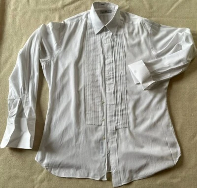 Oxxford Clothes White Pleated Tuxedo Shirt Men’s XL  — 第 1/4 张图片