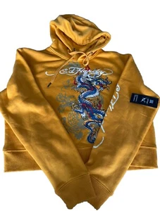 Ed Hardy  Dragon Tattoo Cropped Hoodie Junior Girls Size Large Color Marigold - Picture 1 of 3