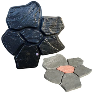 AUTUMN Flagstone Mold for Concrete, DIY Flagstone Pavers, Set of 6 - Picture 1 of 8