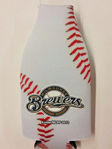 MLB Milwaukee Brewers BASEBALL BOTTLE Cooler, Coozie, Koozie, NEW (Pack of 2) Cover