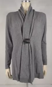 Lafayette 148 gray wool cashmere blend clasp front cardigan sweater ladies Small - Picture 1 of 10