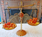 VINTAGE AMBER GLASS & METAL " SCALES OF JUSTICE" WITH GRAPES MID CENTURY RETRO