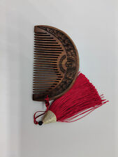 Old Chinese Antique Wood Hand Carved Wooden Statue Comb Makeup Tools Women Girl