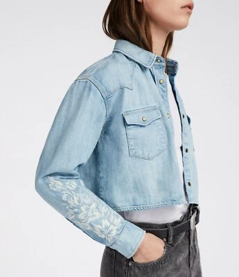 BNWT All Saints Flora Cannon Shirt Jacket Light Indigo Blue UK XS 6 8 RRP £128 - Image 1 of 4