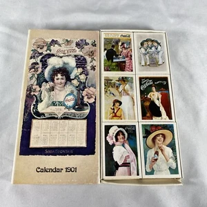 Coca Cola Calendario 1901 Caja de Coincidencias Juego de 6 Coincidencias Completas Calendario Obra de Arte - Imagen 1 de 4
