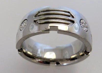 Мужской 9 мм обручальное кольцо 1/20 карат бриллианты из нержавеющей стали размер 10 - Изображение 1 из 2