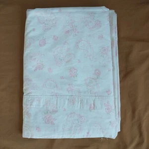 Simply Shabby Chic Twin Flat Sheet White Pink Flower Paisley 100% Cotton 67x98" - Picture 1 of 7