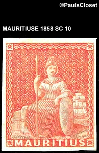 MAURITIUS 1858 SC 10 BRITANNIA RED 6p MHR OG FINE/VERY FINE - Picture 1 of 2