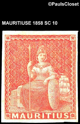 MAURICIO 1858 SC 10 BRITANNIA ROJO 6p MHR OG FINO/MUY FINO Foto 1 de 2