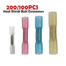200/100pcs Heat Shrink Butt Wire Electrical Crimp Connector 10-12 14-16 18-22AWG