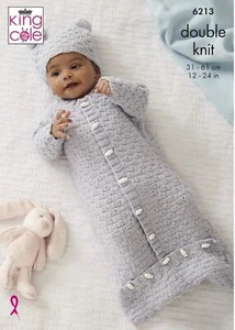 King Cole 6213 Baby Double Knit Pattern Pullover Jacke Schlafsack & Mütze - Bild 1 von 5