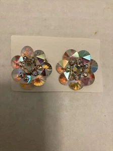 Vintage Earrings Rhinestones and Faceted Prisms Like Clip On - Picture 1 of 8