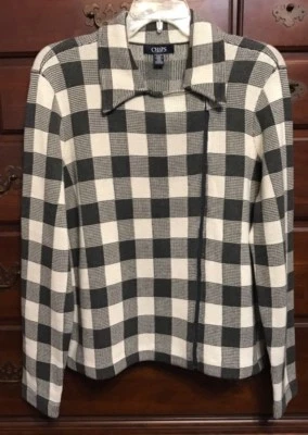 Chaps Petites Gris y Crema Cuadros Suéter Moto Chaqueta Talla PXL NUEVO CON ETIQUETAS Foto 1 de 4