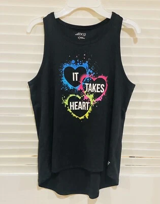 BCG It Takes Heart Girls Size Large 14/16 Black Tank EUC - Image 1 of 4