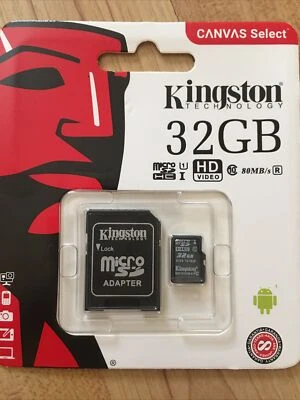 Kingston Micro SD SDHC memory Card Class 10 with SD card Adapter 100% 32GB New - Image 1 of 4