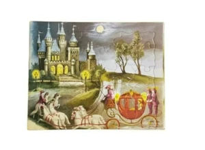 Vintage SIFO Cinderella Cardboard Puzzle 1954 Pumpkin Carriage Fairy Tale Art - Picture 1 of 2