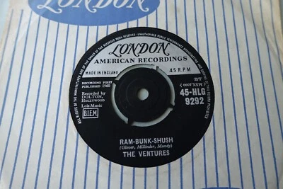 THE VENTURES 7" RAM-BUNK-SHUSH UK LONDON 45-HLG 9292 1960 SURF INSTRUMENTAL - Image 1 of 2