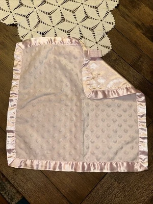 Bearington Baby Collection Pink Minky Dot & Satin Security Blanket/Lovey - Image 1 of 4
