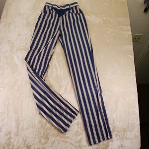 Vintage Rocky Mountain Jeans High Rise Size 7/8Inseam 36 Dark Blue w/ stripes - Picture 1 of 11