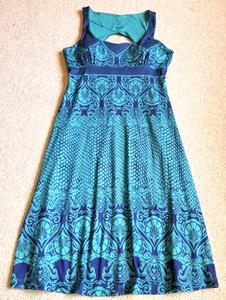 Womens Dress-PRANA-teal blue/navy stretch 'Holly' shelf bra athleisure beachy-S - Picture 1 of 7