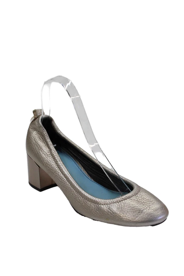 Zapatos de salón Lanvin para mujer sin cordones de cuero metálico plateados talla 38,5 Foto 1 de 4